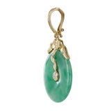 14K Yellow Gold Diamond and Jade Disc Pendant