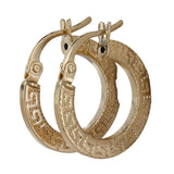 18K Yellow Gold Greek Key Mini Hoop Earrings