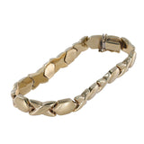 14K Yellow Gold Vintage Puffy XO Satin and Polished Bracelet