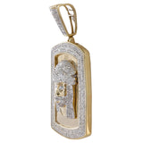 10K Yellow Gold Diamond Jesus Piece Dogtag Pendant 1.43Ctw