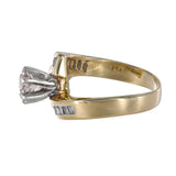 14K Yellow Gold Diamond Solitaire With Accent Baguette Cut Diamonds 1.29Ctw