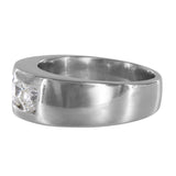 14K White Gold Three Diamond Men's Band Ring 1.38Ctw