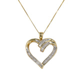 10k Yellow Gold 20” Petite Box Chain Necklace with Diamond Heart Pendant