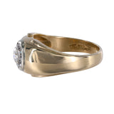 14K Yellow Gold Solitaire Diamond Halo Ring 0.53Ctw