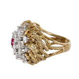 18k Yellow Gold Openwork Diamond Cluster Cocktail Ring