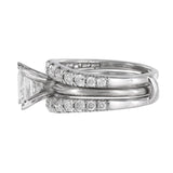 14K White Gold Diamond Princess-Cut Ring And Jacket Wedding Band Ring Set 1.67Ctw