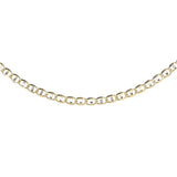 14K Yellow Gold Mariner Curb Link White Rhodium Diamond-Cut Accents Chain