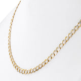 14K Yellow Gold Diamond-Cut Rhodium Accent Curb Link Chain