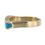 18K Yellow Gold Fire Opal Inlay Wavy Band Ring