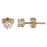 14k Yellow Gold Cubic Zirconia Four Prong Stud Earrings