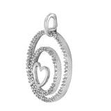 10K White Gold Diamond Circle Heart Charm Pendant