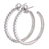 10K White Gold Diamond Hoop Earrings 1.20Ctw