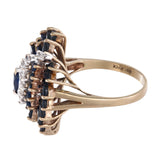 10K Yellow Gold Diamond And Sapphire Cluster Cocktail Ring 4.03Ctw