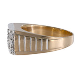 14k Two-tone Gold Diamond Cluster Signet Ring