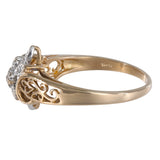 14K Yellow Gold Diamond Openwork Cluster Cocktail Ring