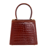 Salvatore Ferragamo Crocodile Gancini 2-Way Top Handle Bag Brown