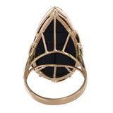 14K Yellow Gold Wrapped Onyx Pear Teardrop Onyx Cocktail Ring