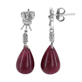 14K White Gold Diamond Ruby Teardrop Earrings