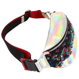 Authentic Christian Louboutin Mary Jane Waist Bag Spiked Leather and Hologram Leather