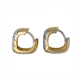 Arete tipo huggie cuadrado con diamantes y oro amarillo de 14 k para mujer