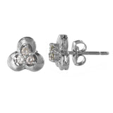 14k White Gold Diamond Triplet Set Ring and Stud Earring Set