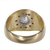 14K Yellow Gold Vintage Diamond Ring for Men with Bezel Setting and Channel Set Diamonds