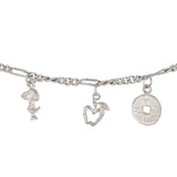 925 Sterlin Silver S Curb Link Chain And Multiples Charms Bracelet