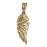 14K Yellow Gold Diamond-Cut Wing Charm Pendant 1.25"