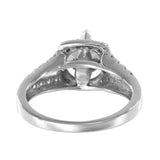 14K White Gold Diamond Princess-Cut Solitaire Halo Accents Engagement Ring