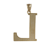 10K Yellow Gold Pin Wheel & Diamond-Cut Pattern "L" Initial Pendant