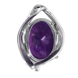 14K White Gold Amethyst Cabochon With Brilliant Faceted Pavillion Pendant