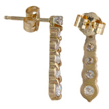 14K Yellow Gold Diamond Graduated Round-Cut Bar Earrings 0.46Ctw