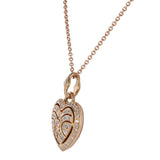 14k Rose Gold Diamond Heart Charm Rolo Link Chain Necklace 0.73Ctw