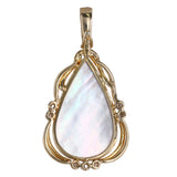 14K Yellow Gold Diamond Teardrop Pearl Charm Pendant