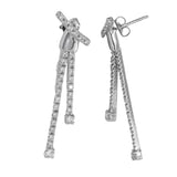 14K White Gold Diamond Long Drop Earrings 1.40Ctw