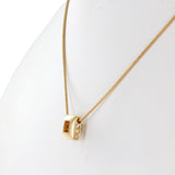 14K Yellow Gold Diamond Snake Chain Slider Square Pendant Necklace