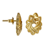 22K Yellow Gold Oval Diamond-Cut Woven Pattern Stud Earrings