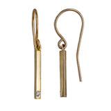 14K Yellow Gold Diamond Dangling Bar Earrings