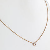 14K Rose Gold Diamond Bezel Set Rolo Link Chain Necklace