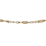 14K Yellow Gold Wave Curved Bar and Bead Link Bracelet/Anklet