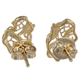 18K Two-Tone Gold Flowing Openwork Filligree Stud Earrings