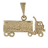 14K Yellow Gold Diamond-Cut Semi-Truck Big Rig Hauler Pendant