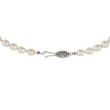 Classic Graduated Pearl Necklace for Women 14K White Gold Fishook Lock