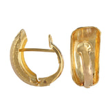 21K Yellow Gold Diamond-Cut Grooved Cuff Earrings