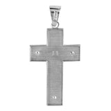 14K White Gold Jesus Crucifix With Prayer Cross Pendant