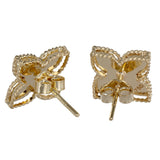 18K Yellow Gold Diamond Guilloche Diamond-Cut Lily Rope Border Stud Earrings