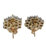 14K Yellow Gold Diamond Cluster Stud Earrings 1.14Ctw