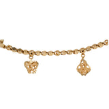 18K Yellow Gold Diamond-Cut Box Link Chain Fruit Charms Bracelet