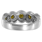 14K White Gold Yellow And White Fancy Diamonds Cluster Ring 0.51Ctw