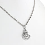 18K White Gold Buddha Charm Franco Link Chain Necklace